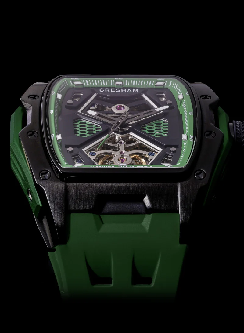 Gresham Gresham Special Edition Stainless Steel Black and Green Men Watch - G1-0001-GRN