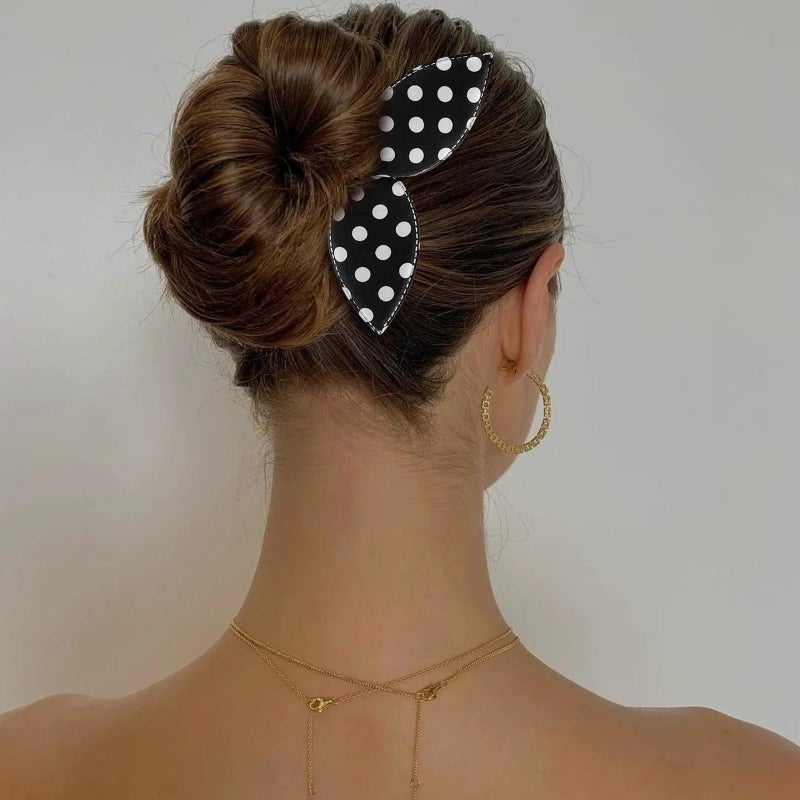 Aswewamt 5 Pcs Deft Twist Maker French Donut Polka Dot Flexible Hair Styling Accessories - Rabbit Ear Bun Twister for Women Girls - Image 5