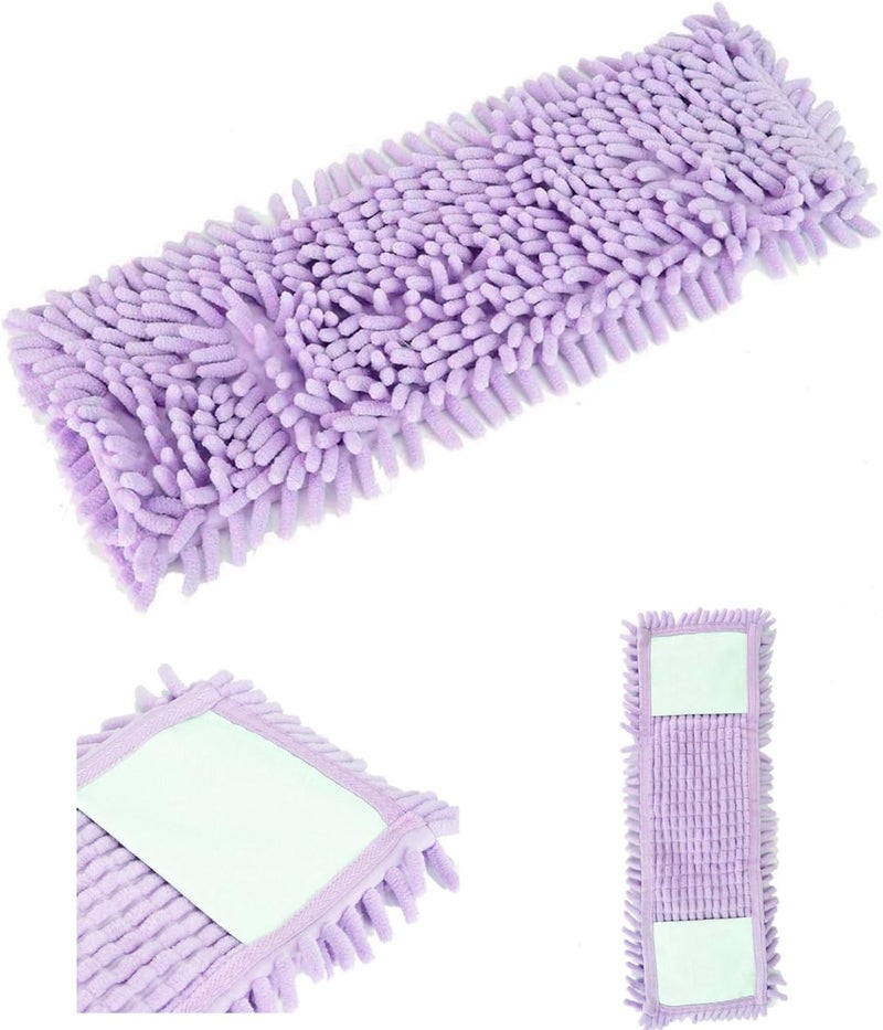 Jerliflyer Dust Mop for Floor, Microfiber Mop Replace Cloth Heads Dry Wet Flat Mops with a Extra Chenille Refill Mopping Pad for Tile Floors Hardwood Tile 42 x 16cm(Purple) - Image 1