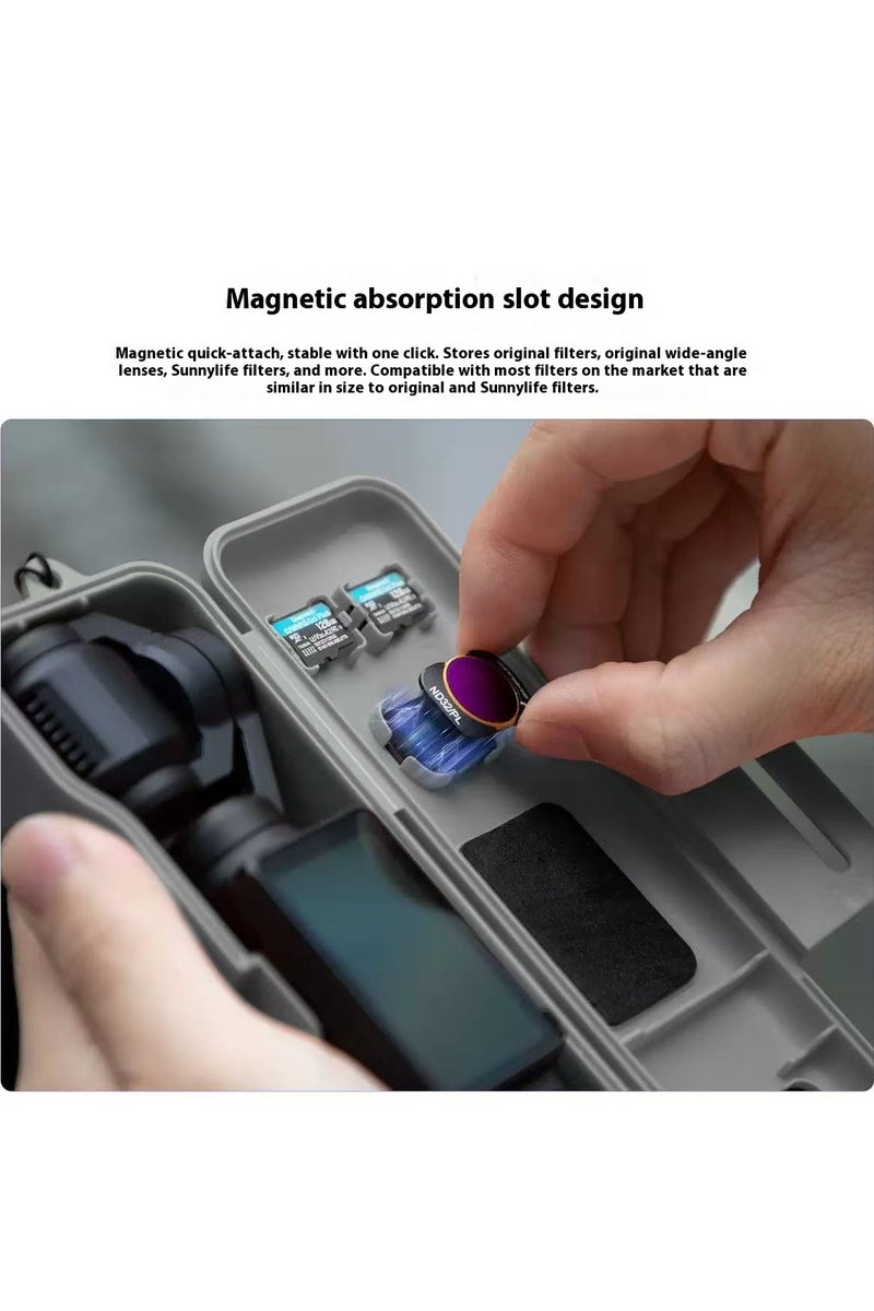 سني لايف صندوق تخزين غطاء العدسة وحامل الكاميرا والمرشح من Sunnylife DJI Pocket 3 (لون برتقالي) - Image 3