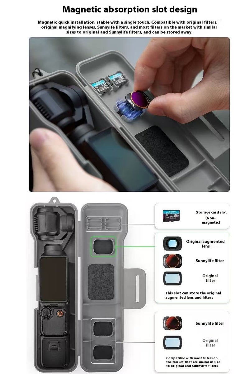 سني لايف صندوق تخزين غطاء العدسة وحامل الكاميرا والمرشح من Sunnylife DJI Pocket 3 (لون برتقالي) - Image 5