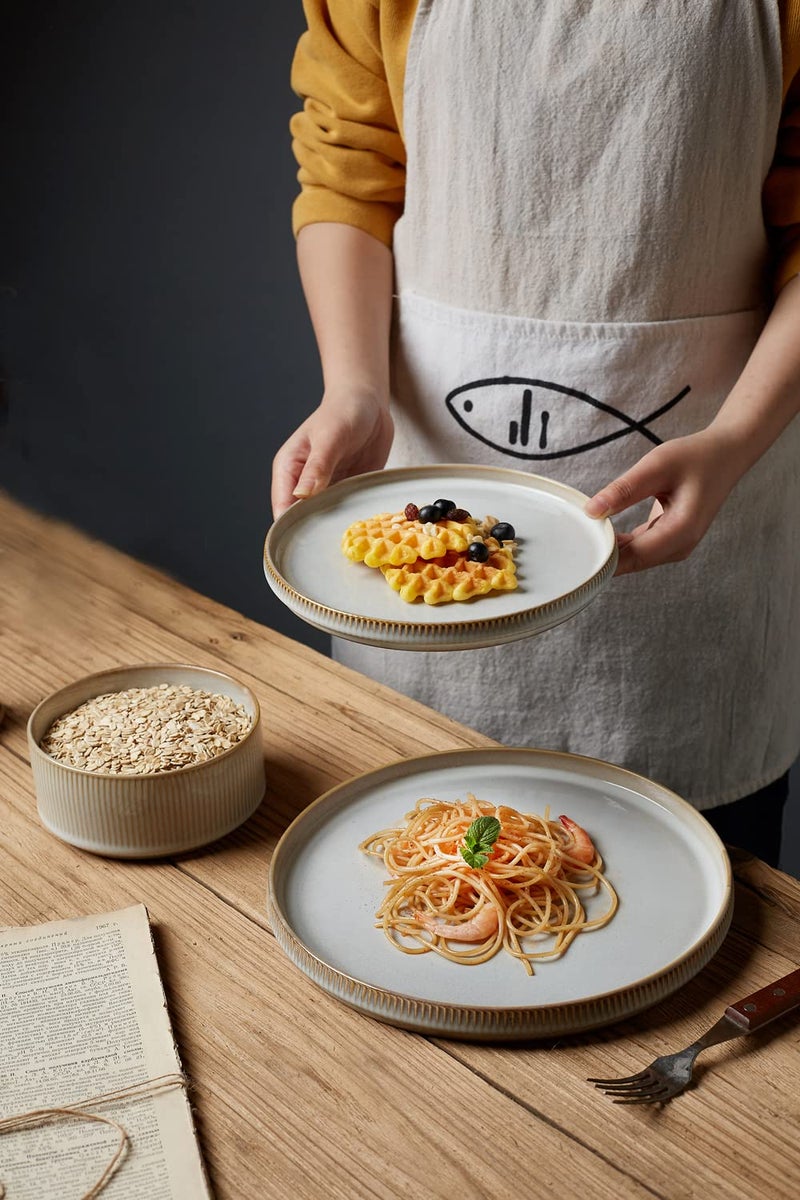 Famiware Star Dinnerware Sets, Plates and Bowls Set for 4, 12 Pieces Dish Set - Chip and Scratch Resistant, Microwave and Dishwasher Safe Kitchen Set, Cappuccino White - Image 4