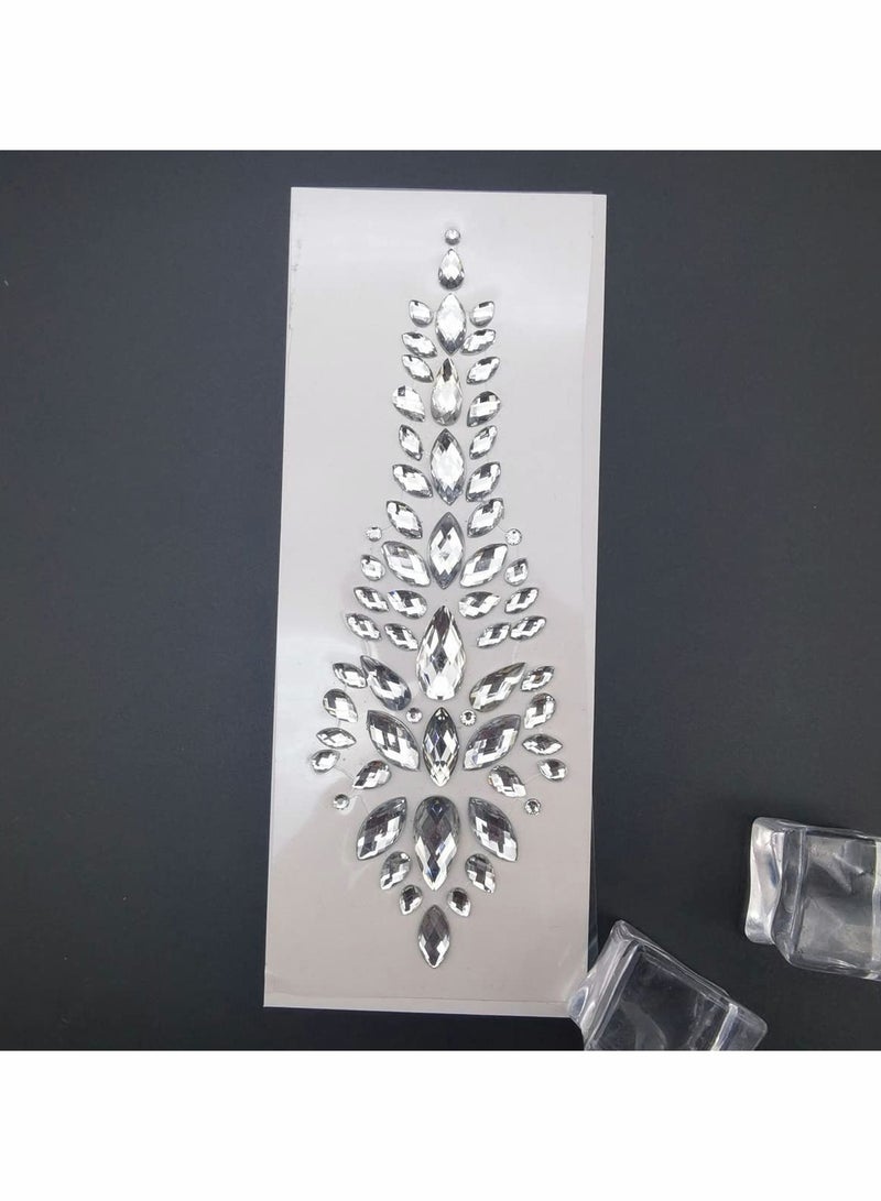Excefore Hair Gems Tattoo Stickers Face Body Jewels Stickers Eyes Forehead Mermaid Rhinestone Glitter Tattoos with Self Adhesive Crystal Tears Paste for DIY Body Art Decals, Music Festival Party(5 Pack)  - Image 2