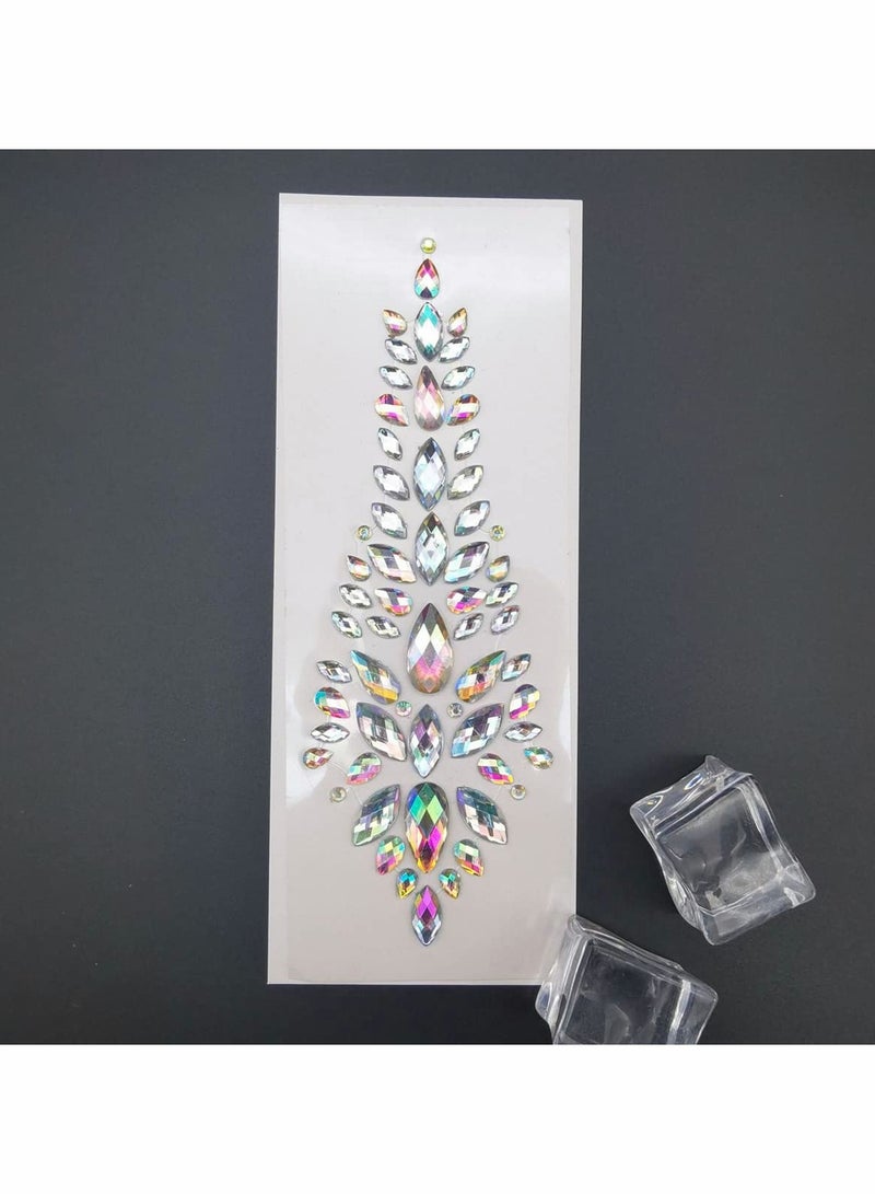Excefore Hair Gems Tattoo Stickers Face Body Jewels Stickers Eyes Forehead Mermaid Rhinestone Glitter Tattoos with Self Adhesive Crystal Tears Paste for DIY Body Art Decals, Music Festival Party(5 Pack)  - Image 4