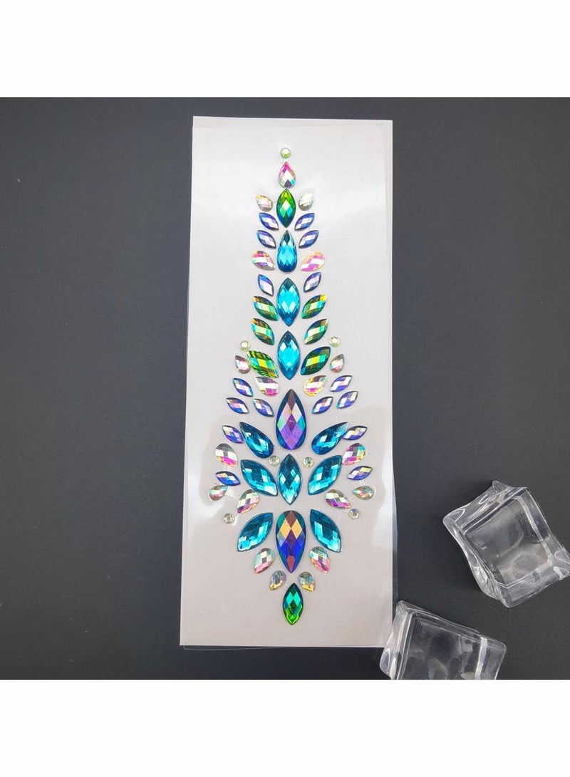 Excefore Hair Gems Tattoo Stickers Face Body Jewels Stickers Eyes Forehead Mermaid Rhinestone Glitter Tattoos with Self Adhesive Crystal Tears Paste for DIY Body Art Decals, Music Festival Party(5 Pack)  - Image 5