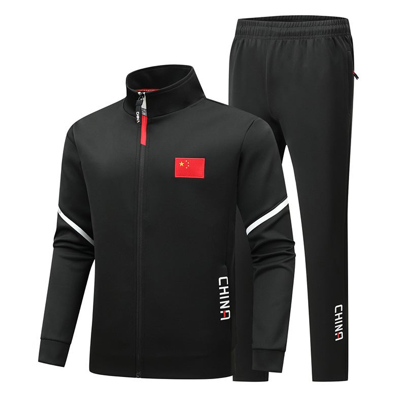 National Fashion Sports And Leisure Suit Men'S Coat Stand Collar Straight Pants Couple Sweater Men'S Pass Code Group Training Clothes - Image 1