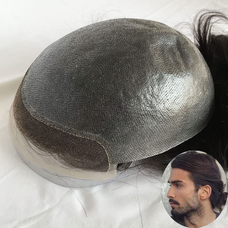 Voloria Toupee for Men 100 European Human Hair Swiss Lace Front Natural Hairline Hair Pieces 008mm Thin Skin PU Vlooped Mens Hair Replacement System 8x10 Inches Natural Black Color