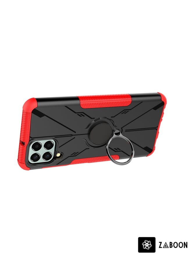 Zaboon Protective Case Cover For Samsung Galaxy M33 Global/India Armor Bear Shockproof PC + TPU Phone Protective Case with Ring Holder - Image 4