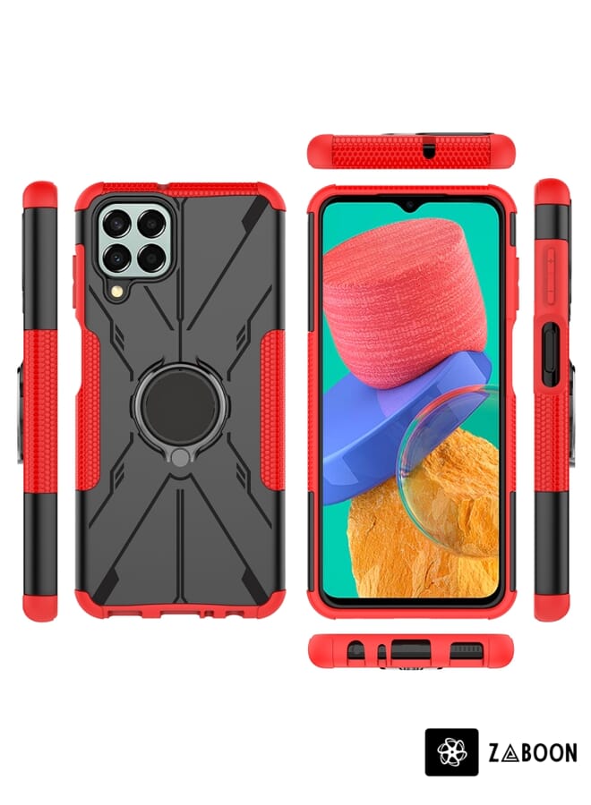 Zaboon Protective Case Cover For Samsung Galaxy M33 Global/India Armor Bear Shockproof PC + TPU Phone Protective Case with Ring Holder - Image 3