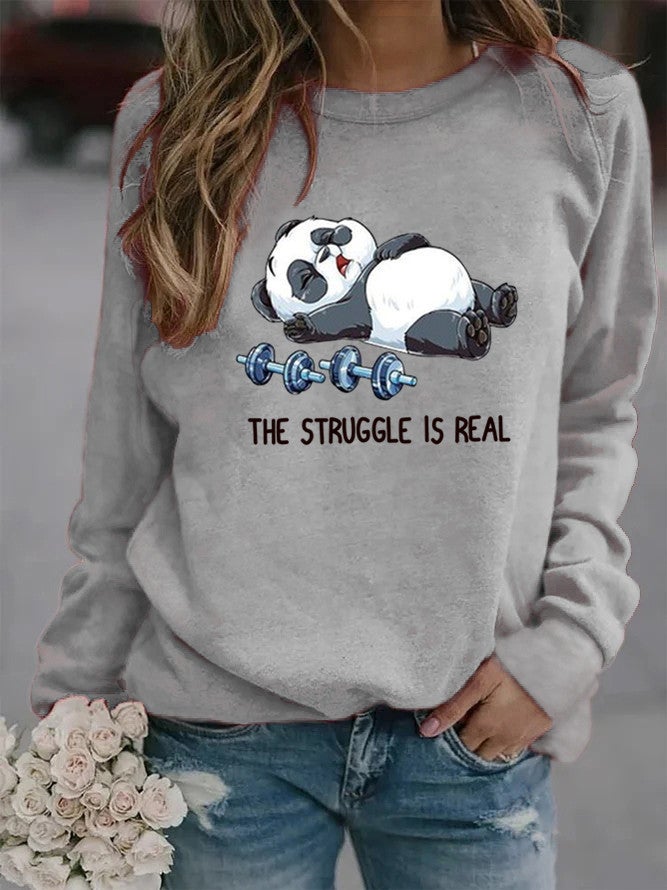 2024 Trendy Sunflower Print Womens Sweatshirt Gray without cap