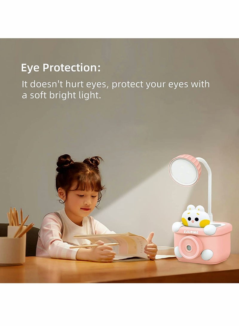 KASTWAVE Desk Lamp, Small Cute Desk Lamp for Kids, with Pencil Cutting and Pen Holder, 360° Flexible Gooseneck Eye Care Desk Lamp, USB Powered Bedside Table Lamp for Reading, Study Lamp for Kids, Home,Office - Image 3