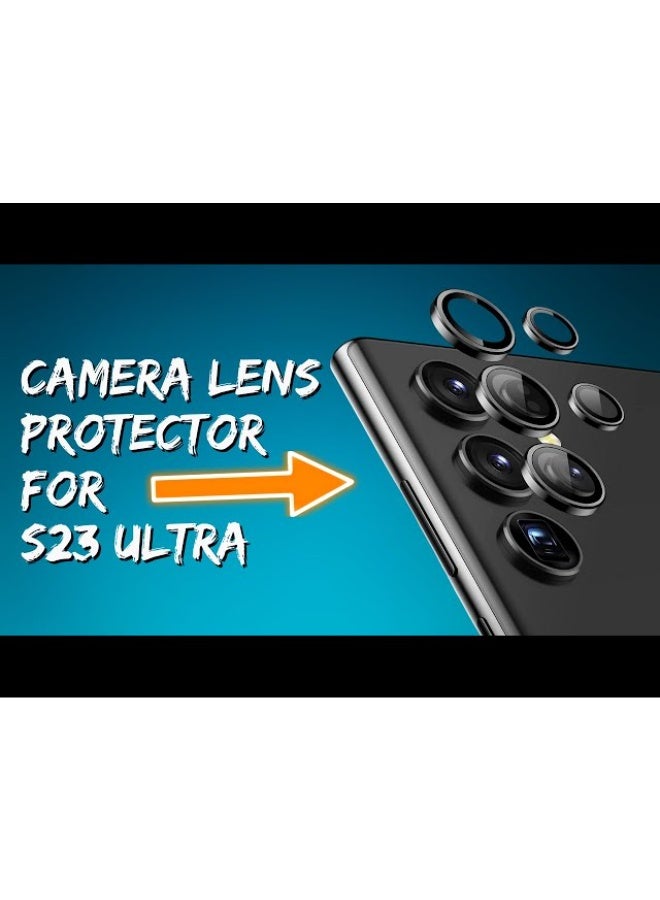 Camera Lens Protector for Samsung Galaxy S23 Ultra , 9H Tempered Glass Metal Individual Ring Camera Cover Screen Protector, Case Friendly, Anti Scratch (Black) - Image 4