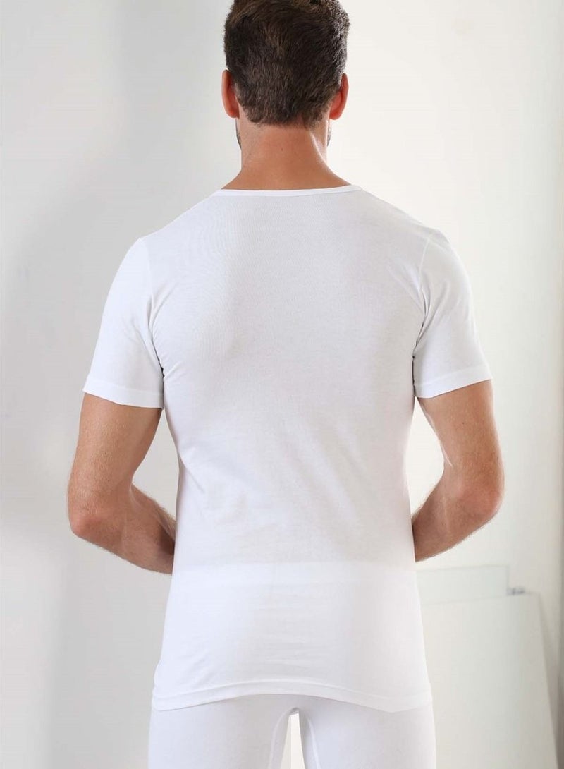 Men's White Cotton V Neck T-Shirt Undershirt (pack of 6)(L) Made in Turkey