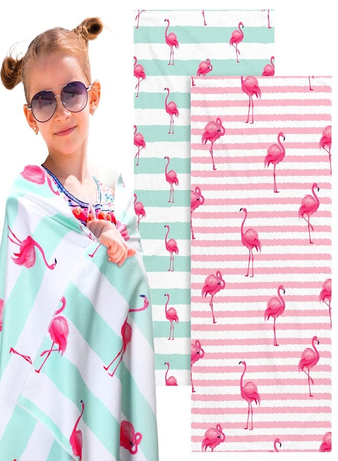 Yahenda 2 Packs Beach Towel for Kids Quick Dry Beach Swimming Bath Pool Towel for Kids Girls Travel Shower Swimming Camping, 28 x 55 Inch - Image 1