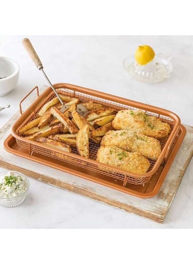 2 in 1 Rectangular Roasting and Oil Draining Tray – Practical Multi-Purpose Tray for Oven, Roasting and Serving (S) - Image 2