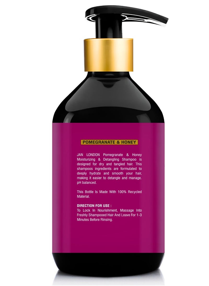 JAN LONDON Pomegranate & Honey Moisturizing & Detangling Shampoo – 500ml | Sulfate-Free, Paraben-Free, Silicone-Free | Ultra-Hydrating Formula for Dry, Tangled Hair  - Image 2