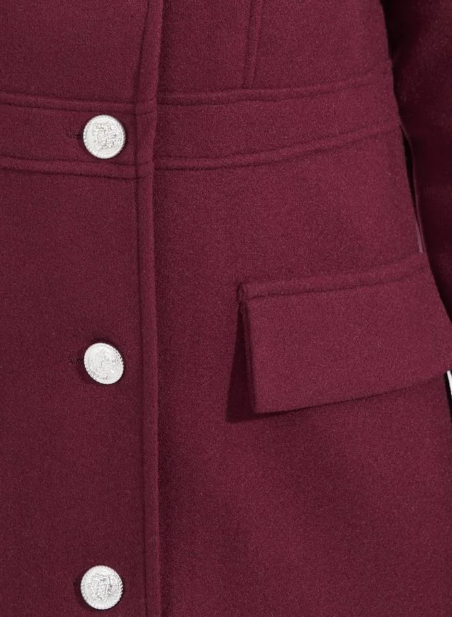 Styli Regular Fit Knee Length Buttoned Wool Like Coat