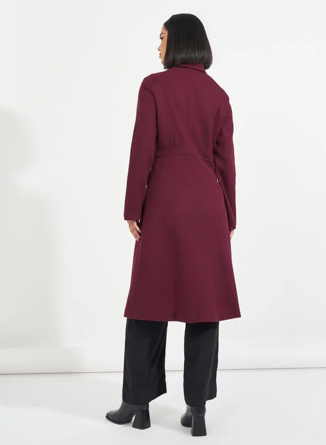 Styli Regular Fit Knee Length Buttoned Wool Like Coat
