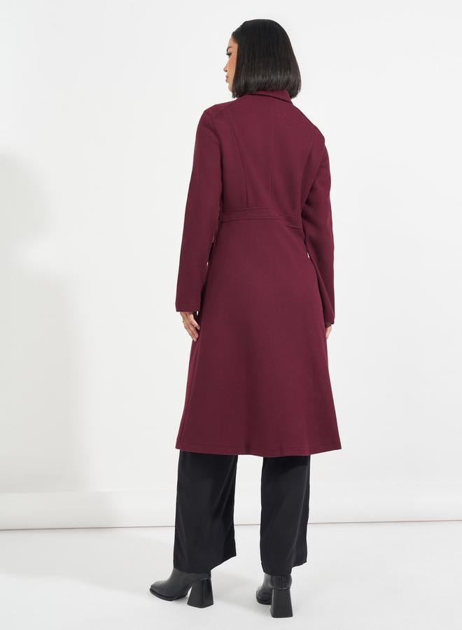 ستايلي معطف بطول الركبة مع قصة عادية مع أزرار - Image 5