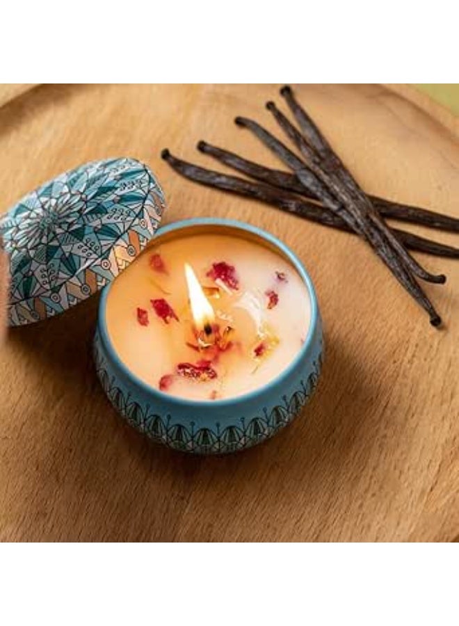 zoba Decorative scented candle in a round metal box with a lid, suitable for home, office, and gifts. Multiple fragrances - 1 piece - Image 1