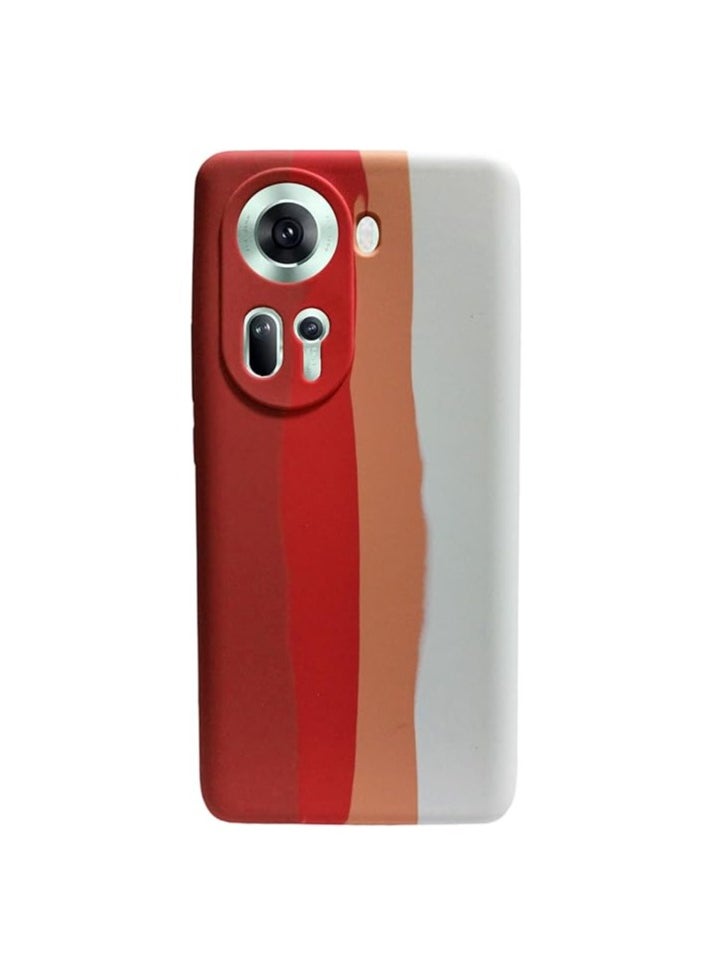 Generic - Cover Compatible with Luxury Colorful Silicone Phone Cover for Oppo Reno 11 5G (Orange @ White) - Image 1