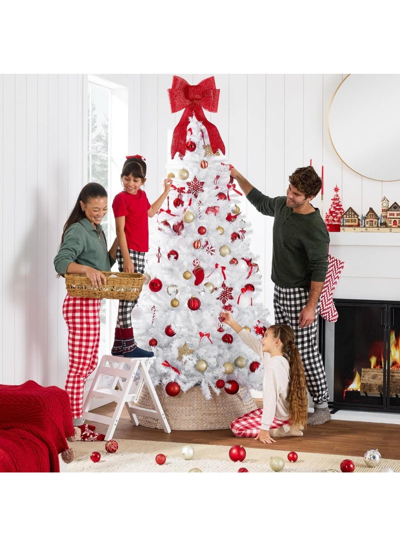 Mado Gallery Artificial PVC Christmas Tree,White  1.2 to 2.1m, with 20M Warm Lights & Optional Ornaments, Mixed Branches, Easy Assembly, Foldable Stand, Indoor/Outdoor Holiday Décor - Image 5