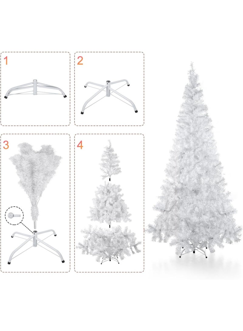 Mado Gallery Artificial PVC Christmas Tree,White  1.2 to 2.1m, with 20M Warm Lights & Optional Ornaments, Mixed Branches, Easy Assembly, Foldable Stand, Indoor/Outdoor Holiday Décor - Image 3