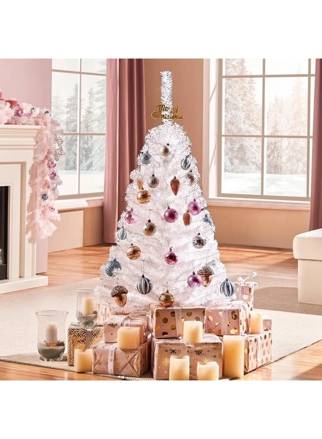 Mado Gallery Artificial PVC Christmas Tree,White  1.2 to 2.1m, with 20M Warm Lights & Optional Ornaments, Mixed Branches, Easy Assembly, Foldable Stand, Indoor/Outdoor Holiday Décor - Image 2