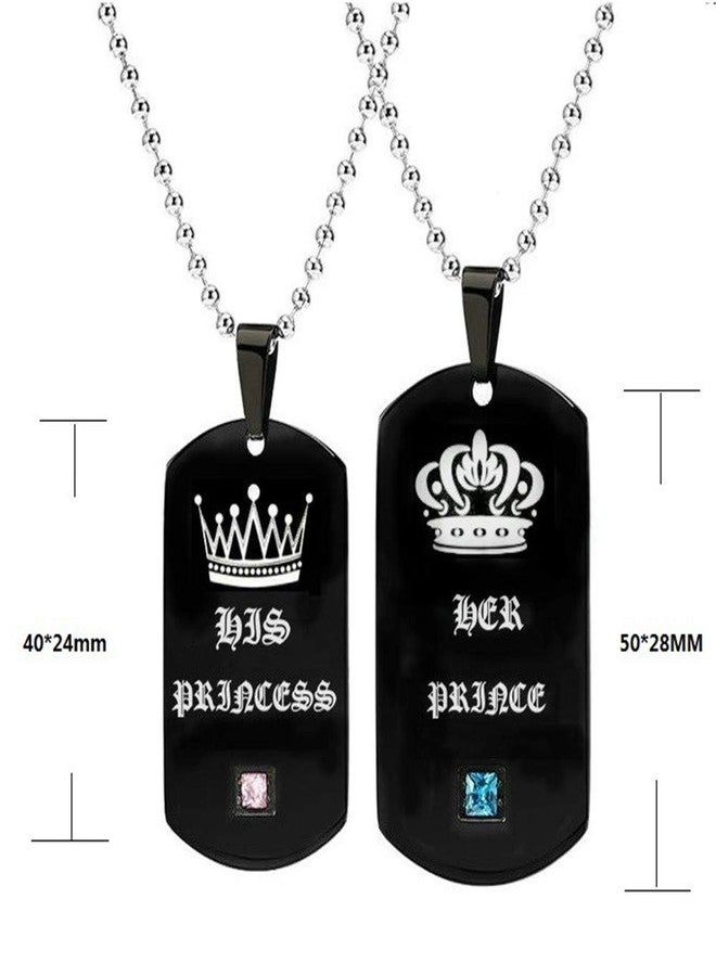 Uloveido His Princess Her Prince Crown Pendants Matching Couples Dog Tag Necklace Hip Hop Military Army Style Jewelry - Image 2