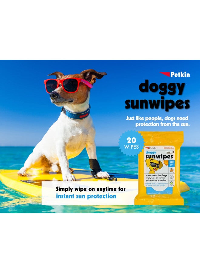 Petkin Dog Sunscreen Sunwipes - Sunscreen for Dogs, SPF 15 - Simply Wipe on Anytime for Instant Sun Protection - Includes 20 Jumbo Size Wipes, Vanilla Coconut Scent - Ideal for Home or Travel - Image 1