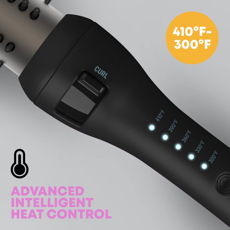 Revamp Progloss Volume & Wave Ceramic Heated Brush â€“ Curling Iron Brush with Retractable 1.25â€ Bristles, Ceramic Barrel Infused with Progloss Oils for Frizz-Free Shine â€“ Auto-Off & 9â€™ Swivel Cord - Image 3