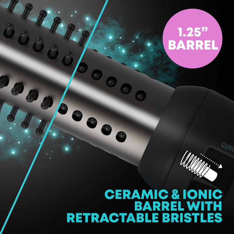 Revamp Progloss Volume & Wave Ceramic Heated Brush â€“ Curling Iron Brush with Retractable 1.25â€ Bristles, Ceramic Barrel Infused with Progloss Oils for Frizz-Free Shine â€“ Auto-Off & 9â€™ Swivel Cord - Image 5