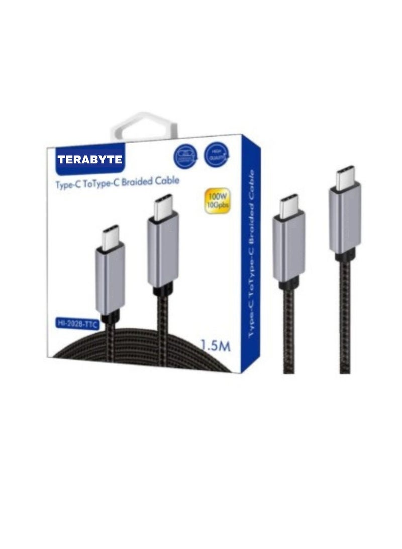 Type-C to Type-C Braided Cable  HI-2028-TTC Type-C to Type-C Braided Cable 1.5M 100W