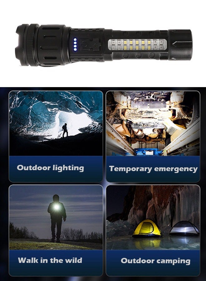 7-Speed Adjustable Long-Lasting Strong Light Flashlight, Type C Rechargeable Outdoor Fluorescent Zoom Flashlight - Image 2