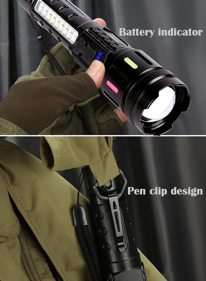 7-Speed Adjustable Long-Lasting Strong Light Flashlight, Type C Rechargeable Outdoor Fluorescent Zoom Flashlight - Image 4