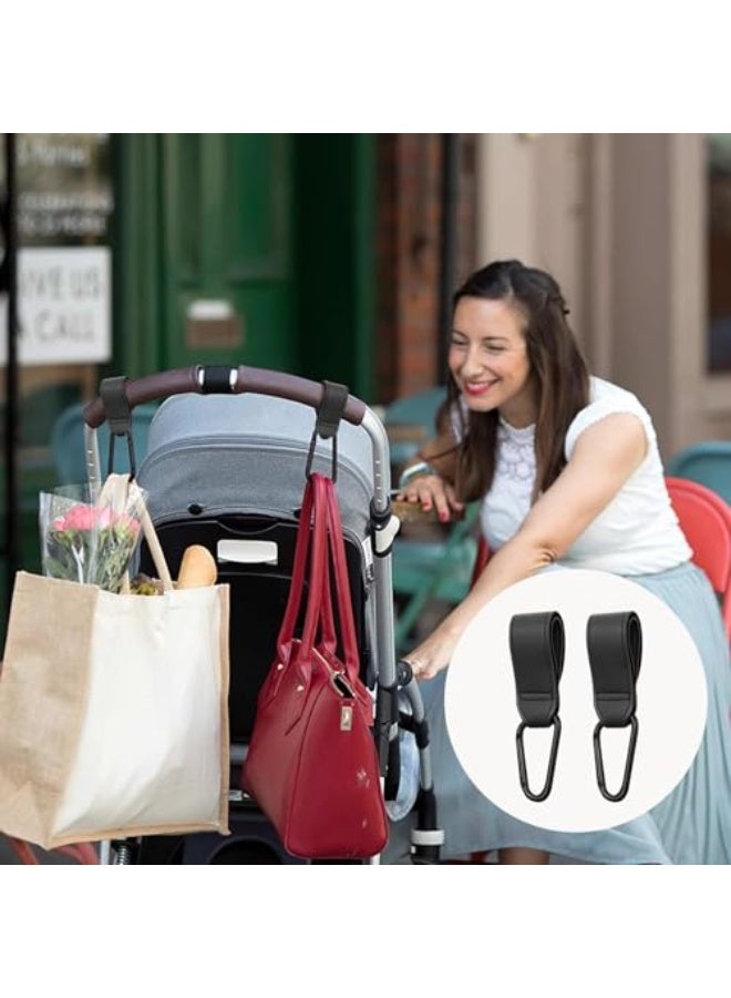 نيبمينينت حقيبتين لتعليق الحقائب على عربات الأطفال، مشابك عالمية تسهل حمل 20 كجم، مانعة للانزلاق مع فتح سهل بيد واحدة، ملحقات لتعلق حقيبة الحفاظات على عربة التسوق (أسود) - Image 4