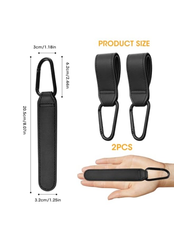 نيبمينينت حقيبتين لتعليق الحقائب على عربات الأطفال، مشابك عالمية تسهل حمل 20 كجم، مانعة للانزلاق مع فتح سهل بيد واحدة، ملحقات لتعلق حقيبة الحفاظات على عربة التسوق (أسود) - Image 2