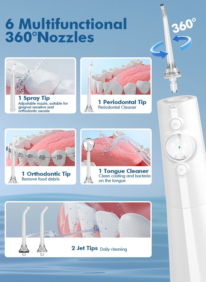 Bezvoi Water Dental Flosser Cordless: Water Floss Teeth Pick LED Display 5 Modes, 300ML Water Tank, IPX7 Waterproof Portable Oral Irrigator with 6 Jet Tips for Travel, Home - Image 5