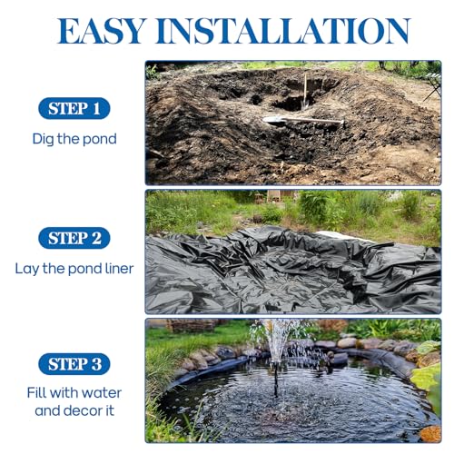 VANITURE Pond Liner 15 x 20 FT, HDPE Pond Liners for Outdoor, Flexible & Durable Easy Cutting Pond Liners for Garden Fountain, Koi Fish Ponds, Waterfall - Image 5