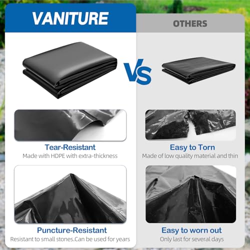 VANITURE Pond Liner 15 x 20 FT, HDPE Pond Liners for Outdoor, Flexible & Durable Easy Cutting Pond Liners for Garden Fountain, Koi Fish Ponds, Waterfall - Image 3