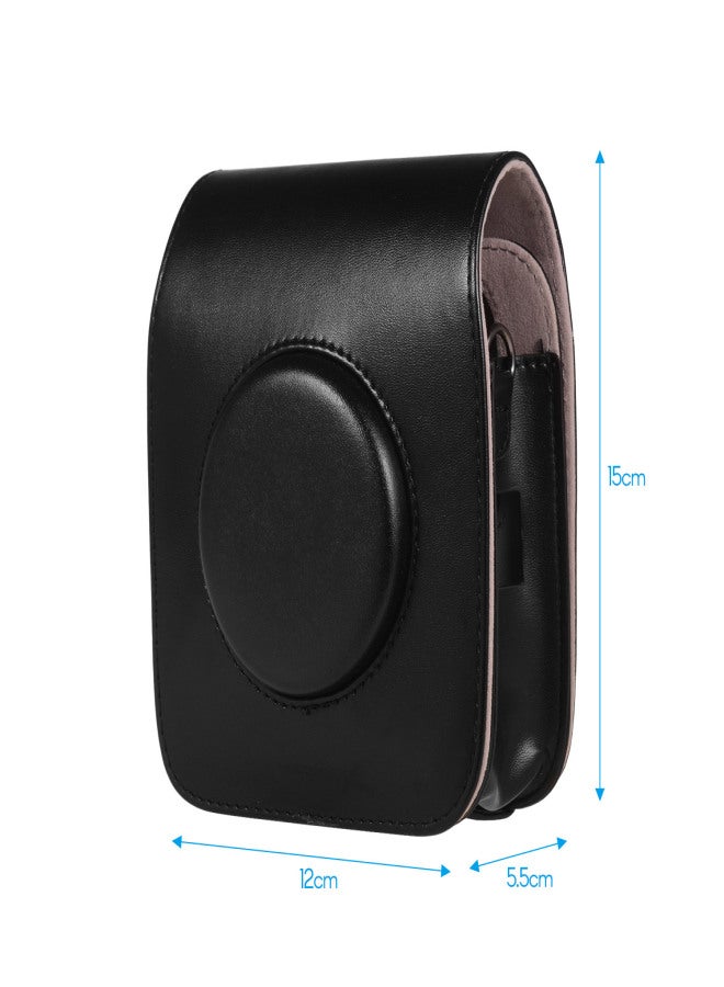 Portable PU Leather Camera Case Bag with Shoulder Strap Compatible with Fujifilm Fuji Instax SQ20 Instant Camera  - Image 5