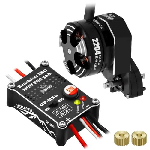 GOUP RC محرك GOUPRC 30A بدون فرشاة ESC 2204 2400KV مع نقل الحركة لسيارة SCX24 RC كراولر Axial 124 شاحنة سوداء - Image 1