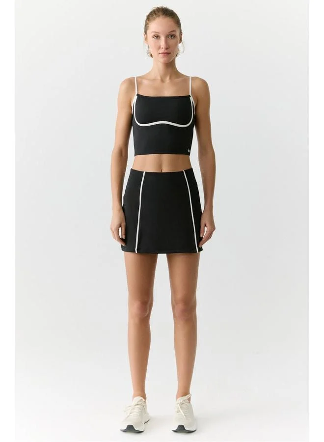 Urban Beat  Maria Women’s Soft Black Skirt with Stripe Piping Detail and Side Slit. for Women | Best Price UAE