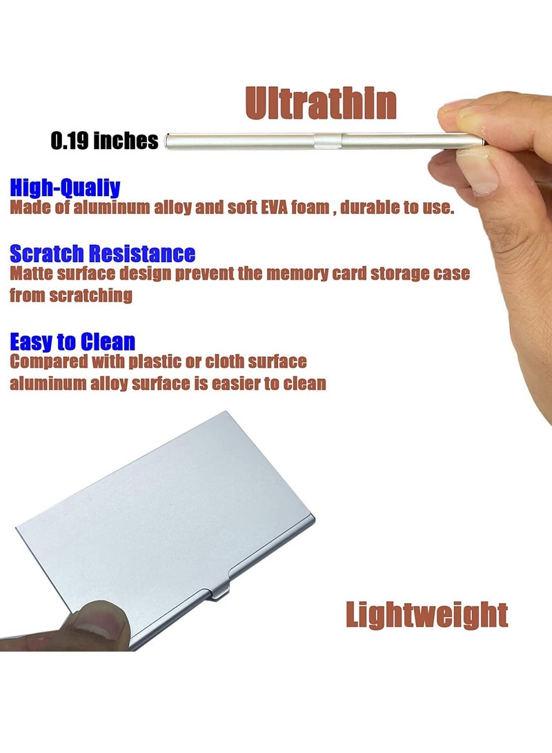 erorex Aluminum Sim Card Case Fit for 12 Nano Sim Card and 1 Cell Phone Eject Pin Slots Universal Waterproof Slim Mini Sim Card Slots Storage Case Silver - Image 3