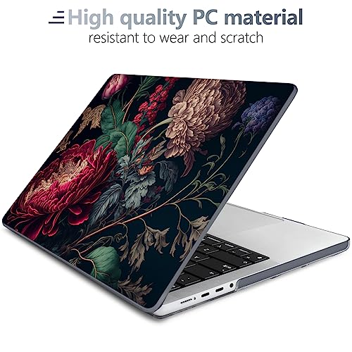 Batianda Case for New MacBook Pro 16 inch 2026 M5 2024 2023 2021 Release with M4 M3 M2 M1 ProMax ChipFlowers Series Designed Clear Hard Shell with Keyboard Cover Screen Protector Vintage Flower - Image 3