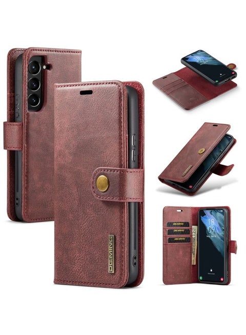 For Samsung S23 High-end Craft Protective Case S22 Two-in-One Phone Case S21 Ultra Split Leather Case-Color:Red-Applicable Model:A13 5G