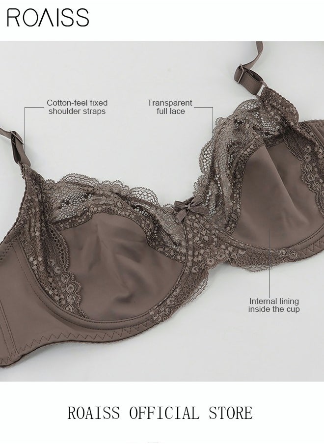 Plus Size Women's Lace Bra Push Up Daily Underwire Ultra Thin Three-quarter Cup Bras Leisure Comfort Soft Breathable Underwear See-through Lingerie Brown - pzsku/ZEBCB1760467A0EAACC3CZ/45/_/1729500548/59fb6d2a-3264-434a-9832-8a02f815d5d4