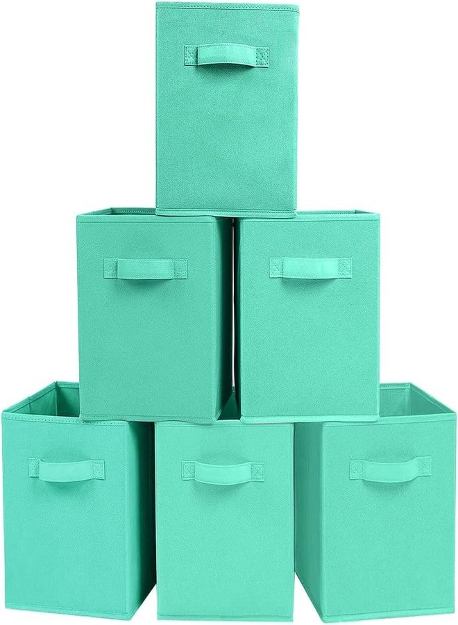 PowerKing Collapsible Storage Cubes with Handles, Fabric Foldable Bins for Closet Shelves, Durable Organization Storage Bins, 10.5'' x 11'' x 10.5'' (New Green, 6Pack) - Image 1