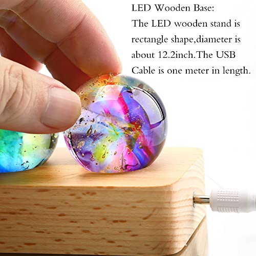 KRISININE 7 Chakra Natural Healing Spheres with LED Wooden Stand 40mm Crystal Quartz Stones for Meditation Positive Energy Night Light Decoration Balls Set for Home - Image 5