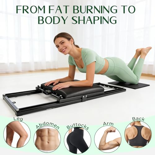 laapee Pilates Board, Foldable Pilates Reformer Set, Multi-Purpose Iron Extended Pilate Equipment, 7-in-1 Pilate Machines for Home Use, with Pilates Bar, Resistance Bands - Image 5